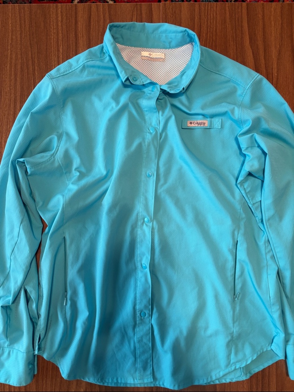Columbia Men's Bright Teal Long-Sleeve Button-Down Shirt